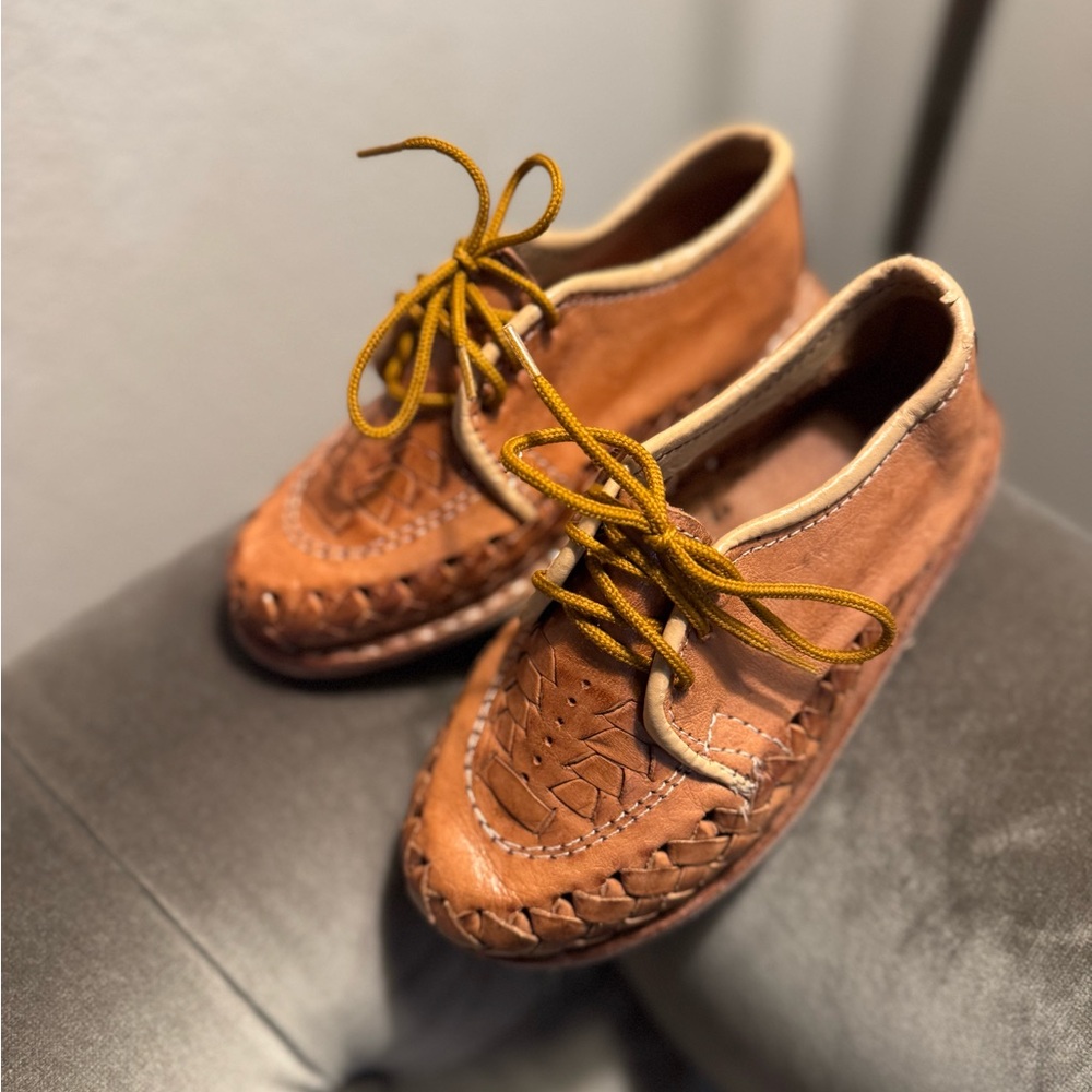 Vintage Handmade Leather Huarache‎ Toddler Kid Shoes Size 7 - Picture 4 of 5
